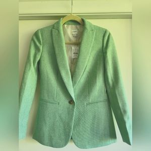 JCrew Herringbone Blazer, Size 00, Pistachio
